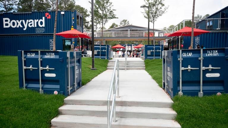 shipping container mall shops restaurants research triangle park nc