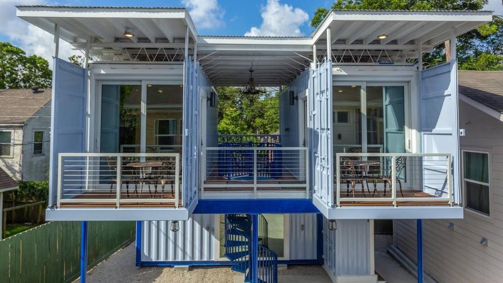 shipping container vacation rental home Houston TX